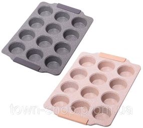 Форма для выпечки кексов Kamille Marble 38х26см, 12 ячеек KM-6039