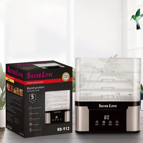 Електронна сушарка для овочів та фруктів 5 ярусів, Сушарка для овочів та м'яса Silver Love RB-912