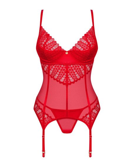 Комплект корсет и стринги Obsessive Ingridia corset & thong XL/2XL, красный sexstyle | Зображення 2