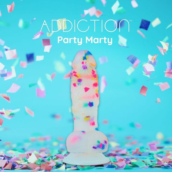 Фалоімітатор з конфетті ADDICTION - PARTY MARTY 7.5″ - FROST & CONFETTI, 19 см, силікон Sex Aura | Зображення 4