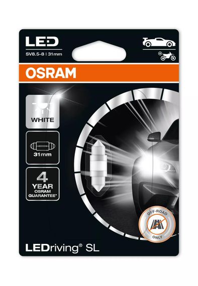 6438DWP-BLI OSRAM Лампа C5W 12V 1W SV8.5-8 (31 мм)