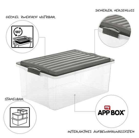 Контейнер для хранения пластиковый с крышкой Rotho (Рото) Compact A3, 38 л (17677) Серый | Зображення 3