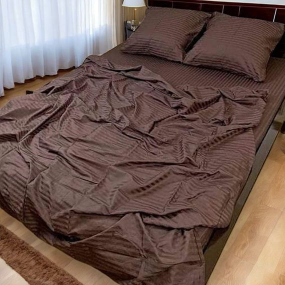Комплект постільної білизни двоспальний MakSon Elegant Chocolate, страйп-сатин, 100% бавовна (016-1175210С)