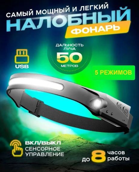 Налобний ліхтар акумуляторний LED ліхтарик | Зображення 3