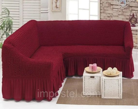 Чохол на кутовий диван з оборкою, накидка на диван. | Зображення 7