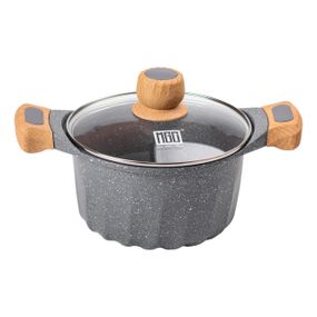 Алюмінієва каструля об'ємом 3 літри з кришкою Ø 20 см. Мармур з антипригарним покриттям MGC сірий HP-4-432G