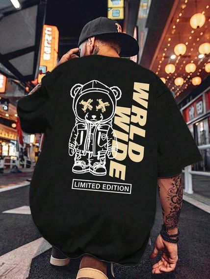 Футболка мужская с принтом повседневная S Черная