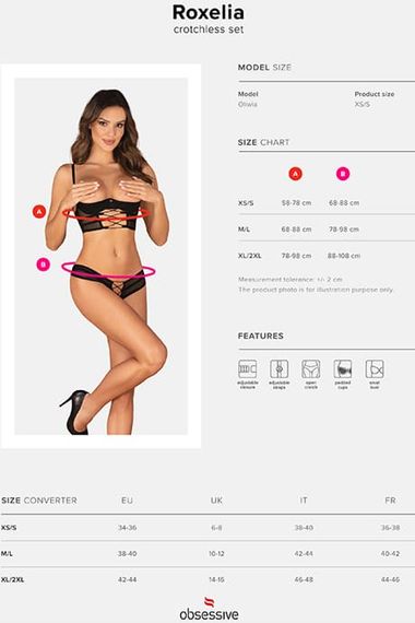 Открытый комплект Obsessive Roxelia set otwarty Черный M/L | Зображення 6