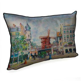 Подушка интерьерная из мешковины Moulin Rouge в Париже 45x32 см
