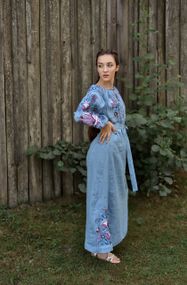 Платье  вышиванка взрослое лен длинное