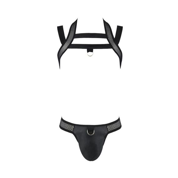 Комплект чоловічої білизни з кріпленнями Passion Jacob XXL/XXXL, чорний, труси, шлейки | Зображення 4