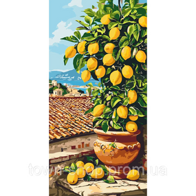 Картина по номерам "Цитрусовое дерево (лимон)" LW5116, 40х80 см
