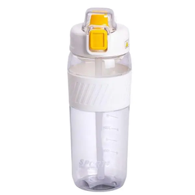 Пляшка для води 600 мл пляшка в школу для тренувань із трубочкою та ручкою 22 см Біла HP-14-42W