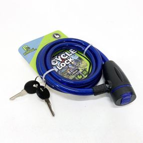 Замок велосипедний KIHUU LOCK 187, 10*120 тросовий, 2 ключі. Колір: синій CI-25