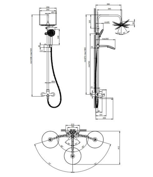 Душова система універсальна Lidz Astra 1030 LDAST1030CRM48086 | Зображення 1