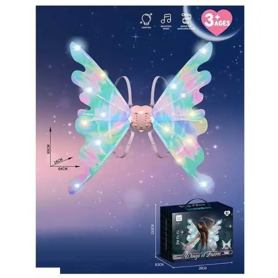 Світлодіодні крила феї-метелика, що рухаються з підсвічуванням та мелодіями на ремінцях для дівчинки Wings of Fairy 848 | Зображення 4