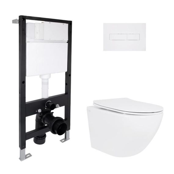 Готовое решение Qtap для ванной комнаты: подвесной унитаз Jay Rimless 485x360x320 + комплект инсталляции Standard (линейная