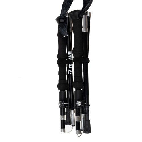 2 складные треккинговые палки для скандинавской ходьбы с чехлом, регулируемые, алюминиевые, чёрные | Зображення 3