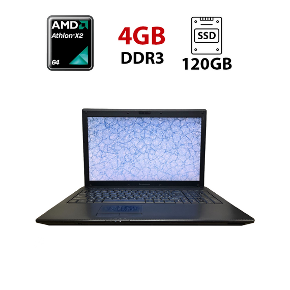 Ноутбук Б-класс Lenovo G565 / 15.6" (1366x768) TN / AMD Athlon II P360 (2 ядра по 2.3 - 3.2 GHz) / 4 GB DDR3 / 120 GB SSD / AMD Radeon HD 4200 Graphics / WebCam б/у