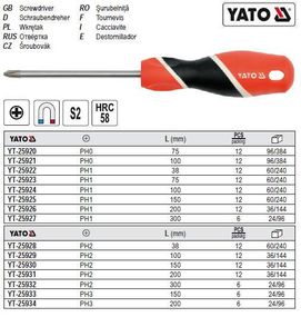 Отвертка YATO Польща викрутка PHILIPS PH1 l=38 мм YT-25922