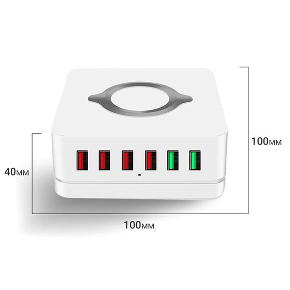 Мультизарядная док-станция на 6 USB портов с беспроводной зарядкой Addap MCS-E6, QC3.0, 75W | Зображення 4