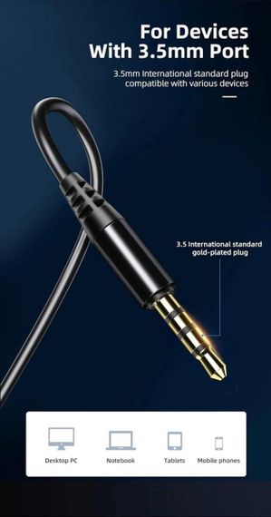 Навушники ESSAGER M15 3.5mm Earphone Black | Зображення 3