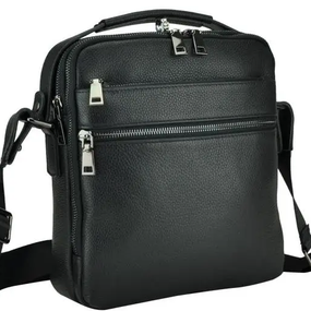 Шкіряна чоловіча сумка через плече чорна Tiding Bag MN-284334