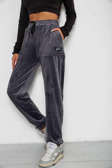 Спортивные штаны велюровые женские на флисе  -уценка, цвет серый, 238R58649-U | Зображення 2