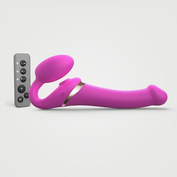 Безремневий вібрострапон із вакуумною стимуляцією Strap-On-Me MULTI ORGASM - M - FUCHSIA
