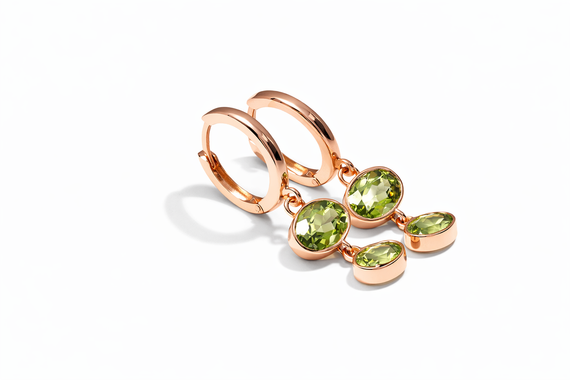 Серьги из красного золота с хризолитами S-0364 | Зображення 3