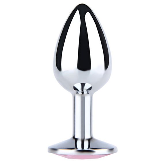 Серебристая анальная пробка Medium с белым кристаллом — Fantasy sexstyle | Зображення 1