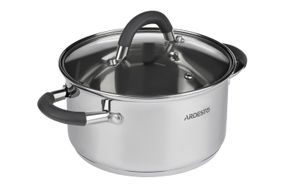 Кастрюля Ardesto Gemini Salerno, стеклянная крышка, 1.2 л,серые ручки с силиконом,нержавеющая сталь (AR1912CS)