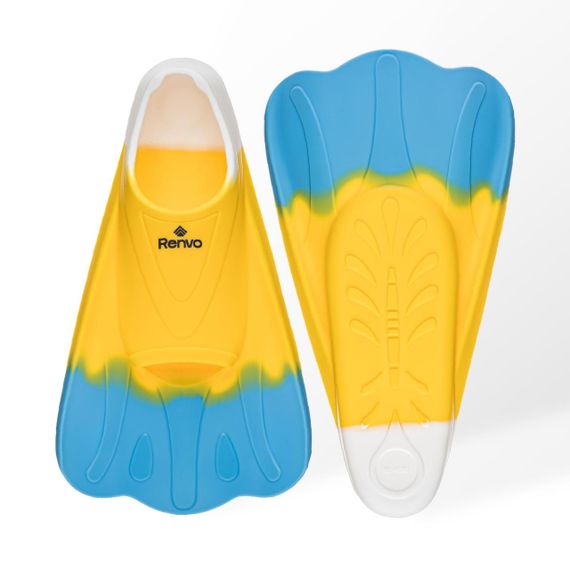Короткі ласти для тренування в басейні Renvo Criz із закритою п'ятою Жовтий Блакитний 30-32 (SF120-84 30-32)
