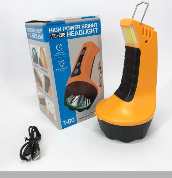 Ліхтар T60 3W COB з Li-Ion акумулятором, індикацією заряду, гаком та ЗУ Type-C (46869-T60_152)