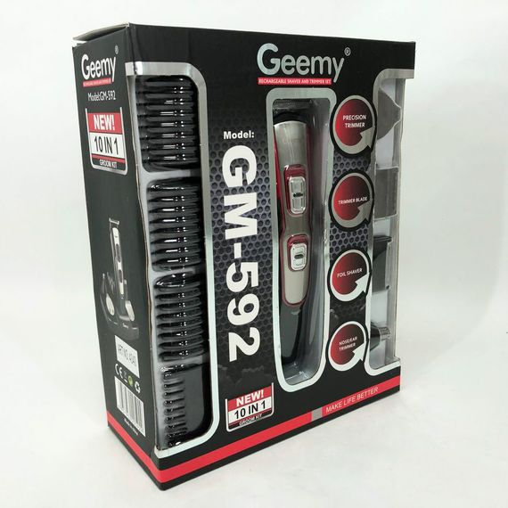 Машинка для стрижки 10в1 GEMEI GM-592, окантовочная машинка, подстригательная машинка. DA-226 Цвет: красный | Зображення 7