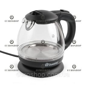 Электрочайник, чайник электрический 1 л 1350-1650 Вт Domotec MS-7910, стеклянный чайник с подсветкой