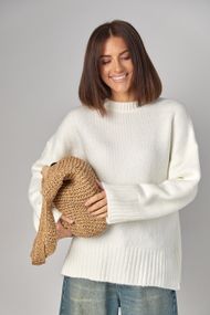 Жіноча в'язана кофта oversize - молочний цвет, ONE SIZE (є розміри)