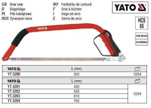 Ножовка YATO лучкова по дереву l=610 мм YT-3203