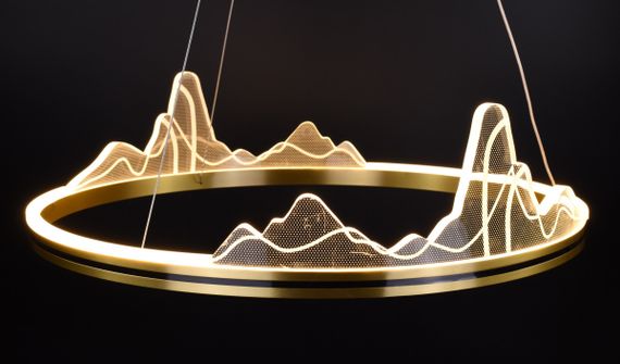 Люстра світлодіодна підвісна LED світильник для квартири на стелю лед 26901 Латунь 40-150х100х100 см. | Зображення 4