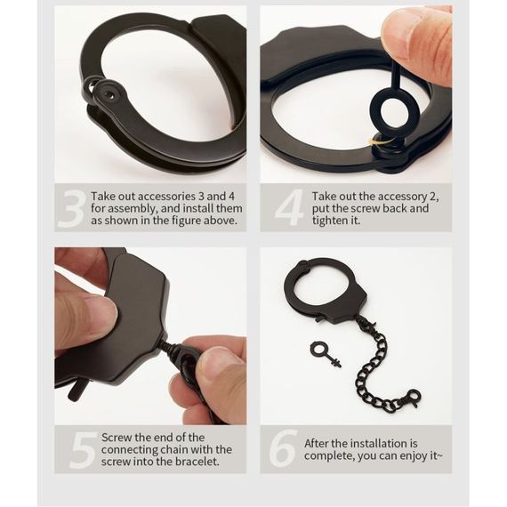 Наручник з ланцюжком та карабіном Roomfun з ключиком, чорний sexstyle | Зображення 8