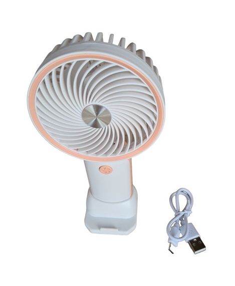 Вентилятор ручний Mini Fan HX09-1 акумуляторний з підставкою для телефону Білий з персиковим