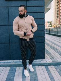 Бомбер ґудзик бежевий S XL