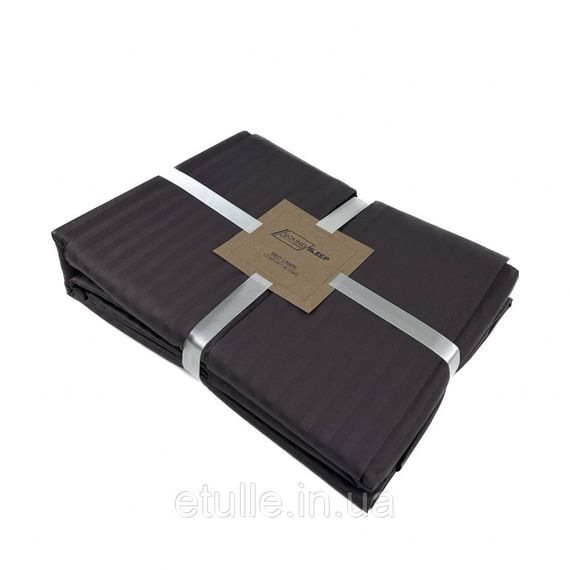 Комплект постельного белья Stripe Chocolate сатин-страйп шоколадный евро двухспальный | Зображення 3
