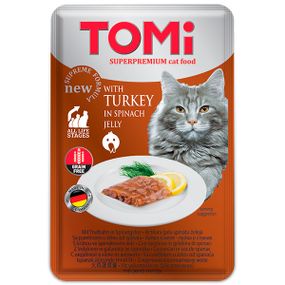 Корм TOMi Turkey In Spinach Jelly влажный для котов с индейкой 100 гр