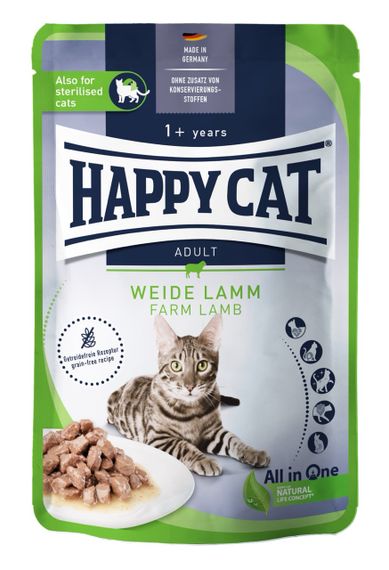 Вологий корм з яловичиною для котів Happy Cat Beutel Culinary Weide Lamm, 85 гр