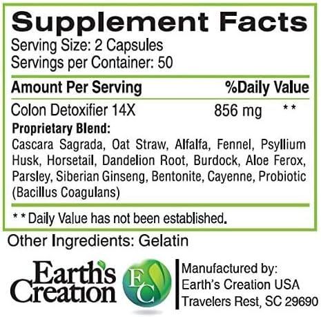 Комплекс для детоксикации и очищения кишечника Earth's Creation Colon Detox 14X 100 caps | Зображення 1