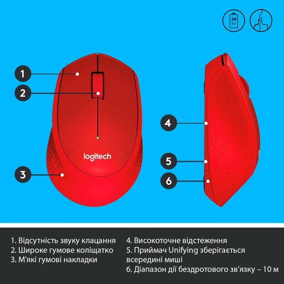 Мишка Logitech M330 Silent plus Red (910-004911) | Зображення 5