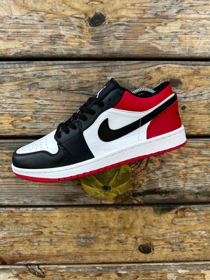 Кросівки Nike Air Jordan low (black white red) | Зображення 1