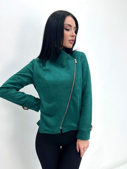 Женская замшевая куртка-косуха весенняя GF01221 цвет зеленый, размер 42/44 | Зображення 2