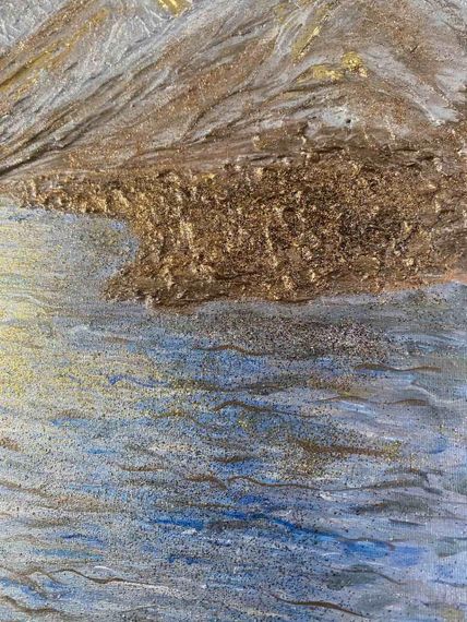 🏔️✨ Інтер’єрна картина “Золоте Гірське Озеро” 50×40 см — атмосфера спокою та величі природи ✨🌊 | Зображення 1